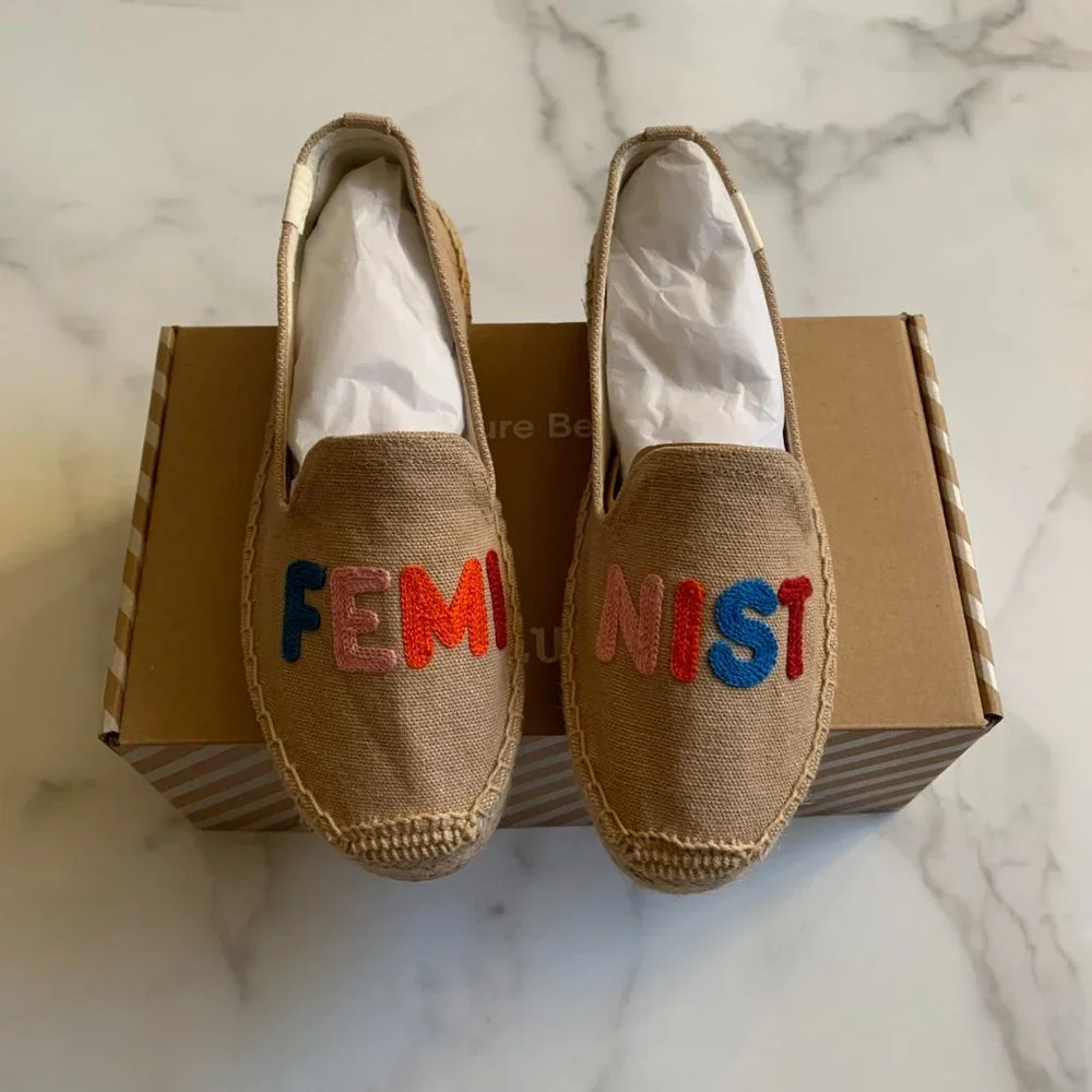 New Anthropologie Soludos feminist embroidered smoking slippers Size 5.5
